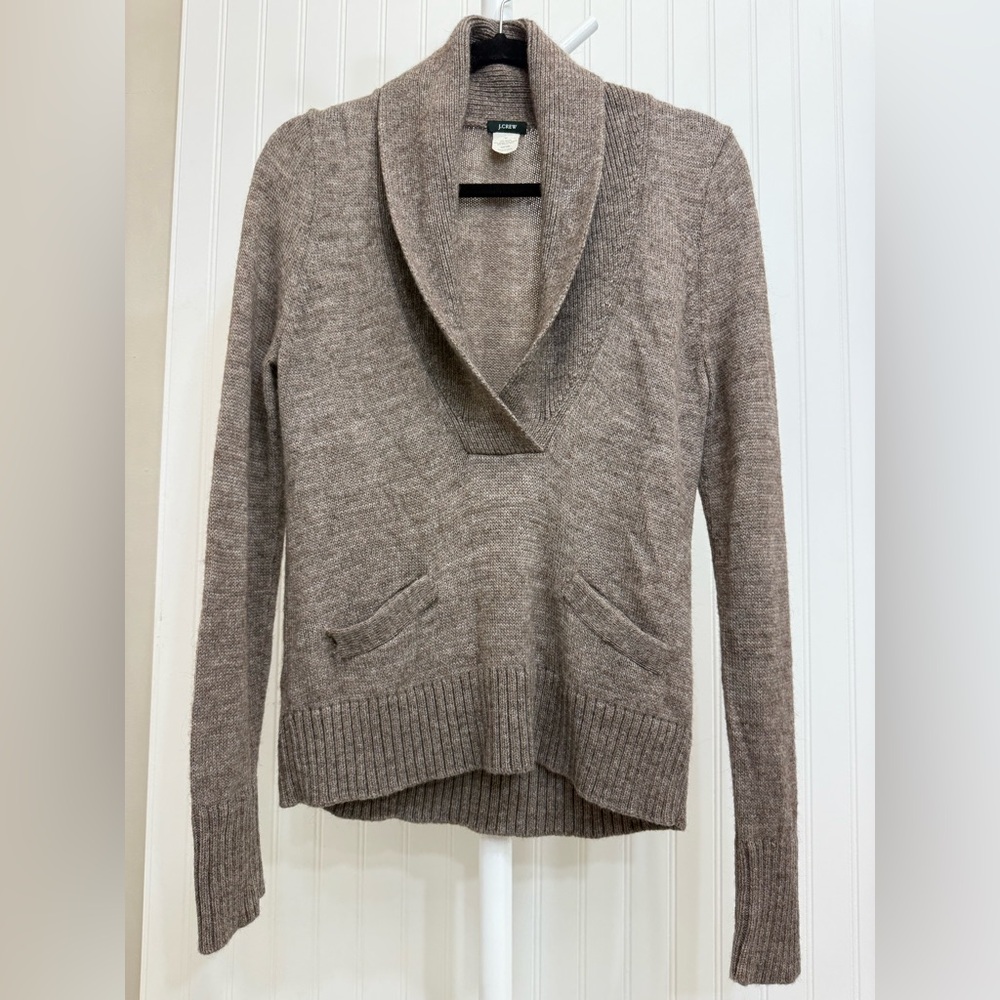 J.Crew Alpaca-Merino Wool Fold Over V-Neck Sweater